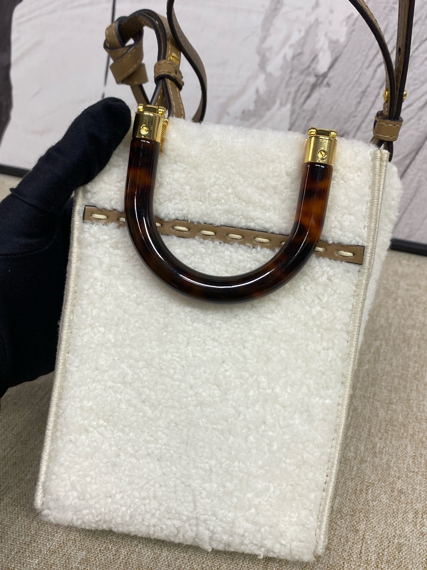 Fendi - Sunshine Mini Tote Bag - Lambswool - White - (mini)