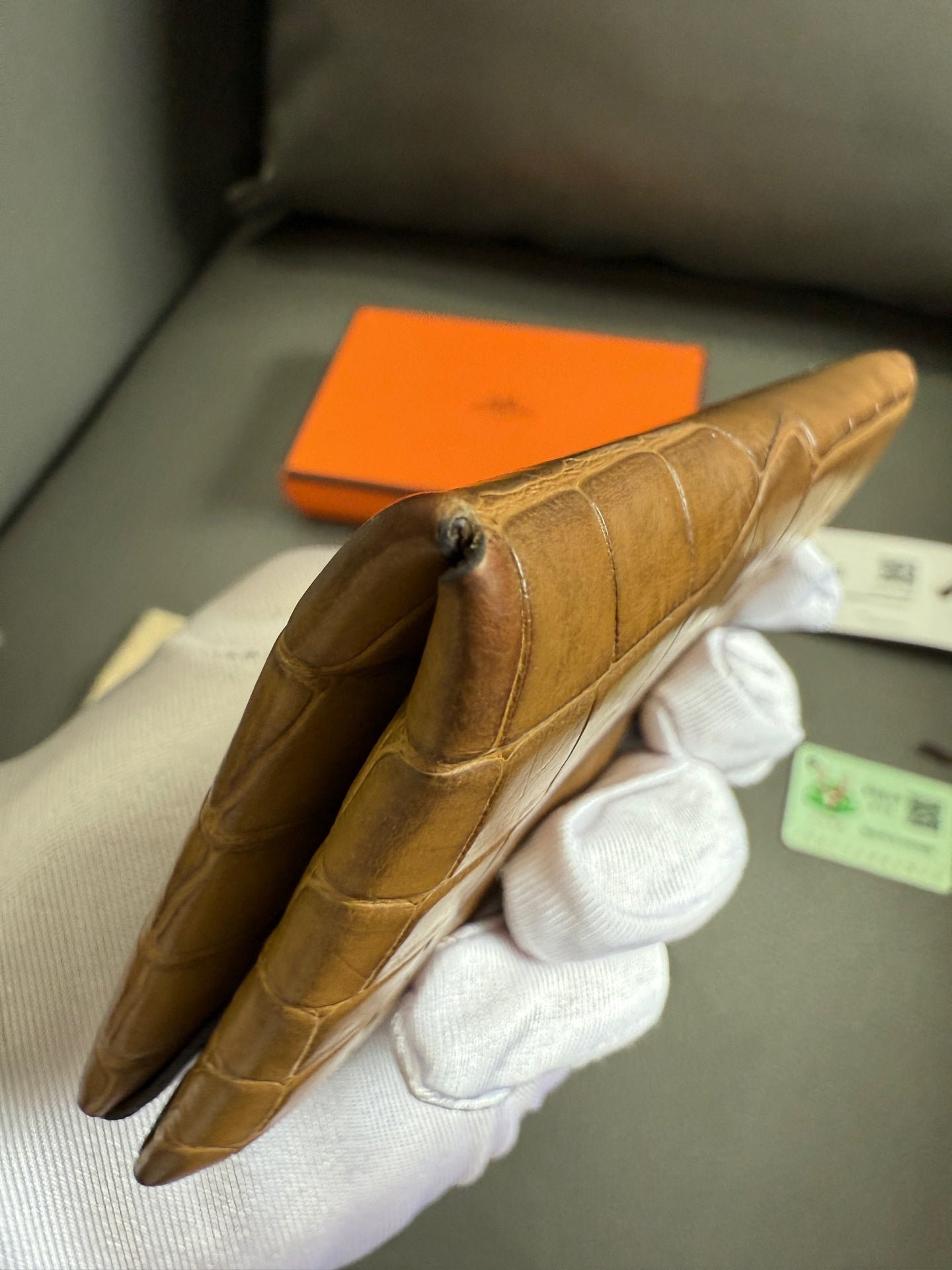 Hermès - Calvi - Crocodile leather - Camel - (small)