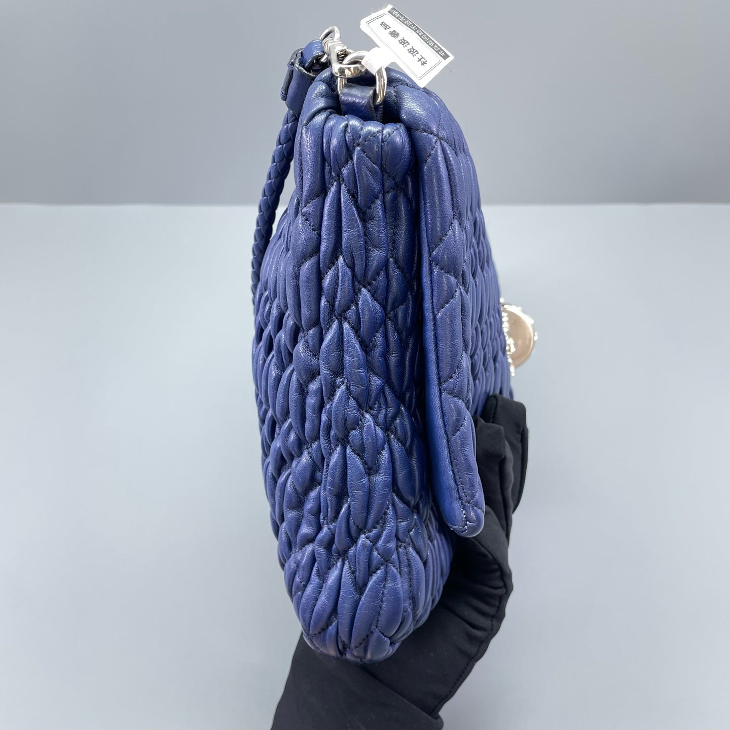 Miu Miu - Matelassé Diamond Chain Flap Bag - Leather - Blue - (medium)