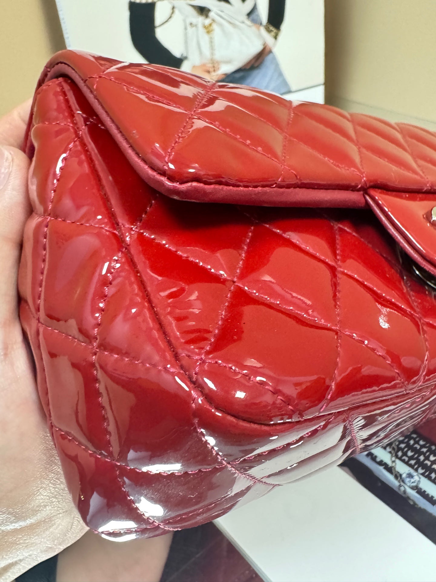 Chanel - Classic Flap Mini (Rectangular) - Patent leather - Red - (mini)