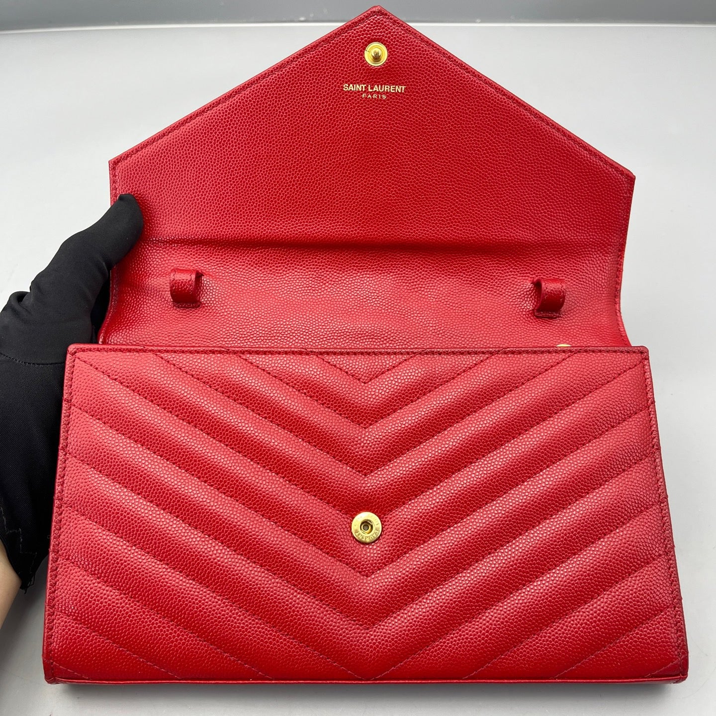 Saint Laurent - Envelope Bag - Grained leather - Red - (Medium)