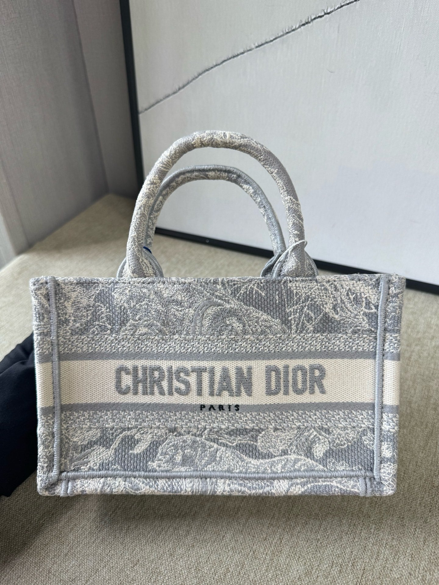 Dior - Book Tote Mini - Embroidered canvas - Grey - (mini)