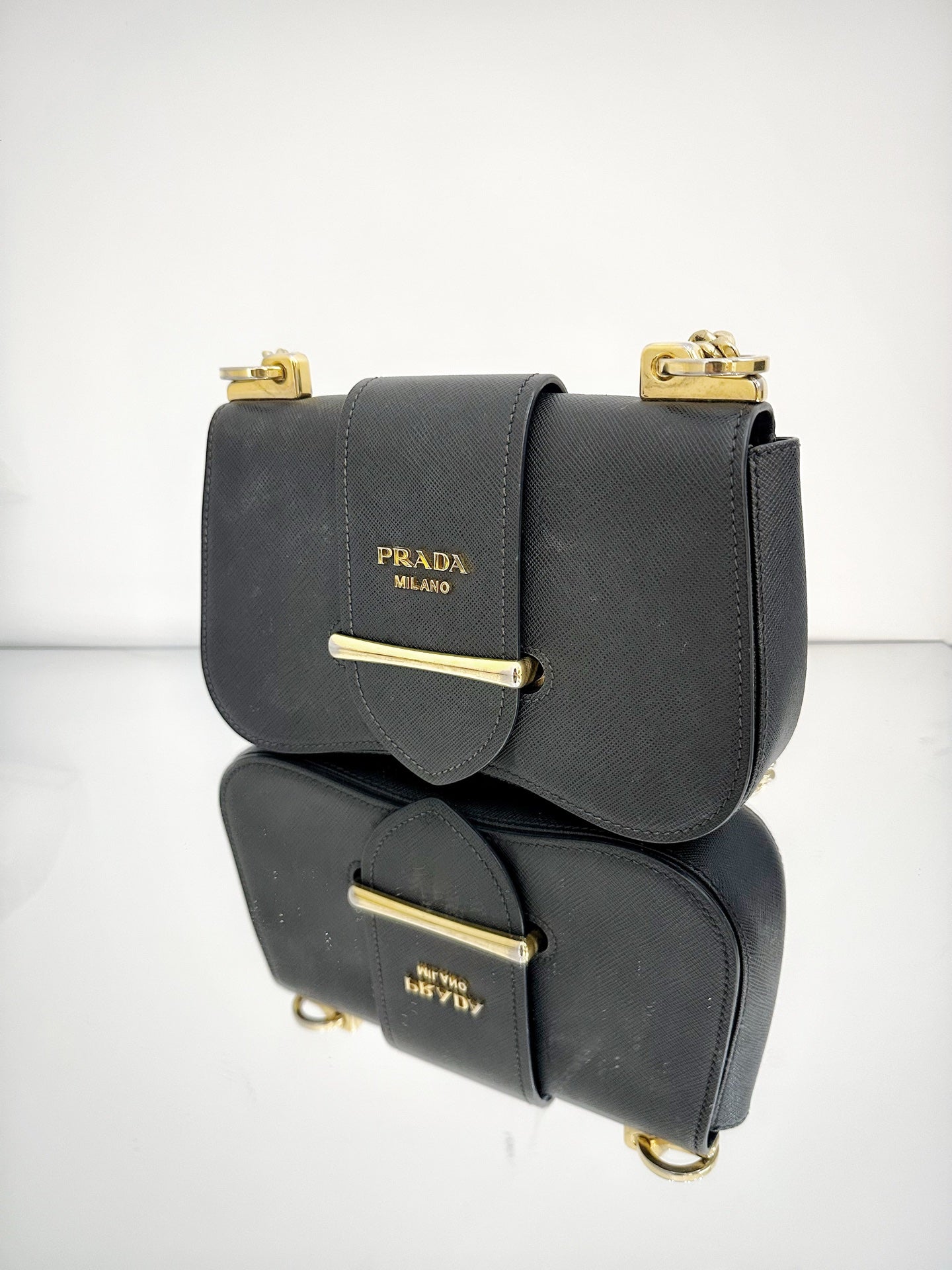 Prada - Sidonie (1BD219) - Saffiano calfskin leather - Black - (Mini)