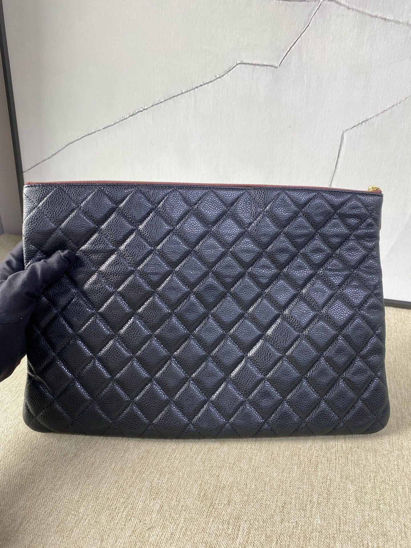 Chanel - Quilted Clutch Bag - Caviar leather - Black - (Large)