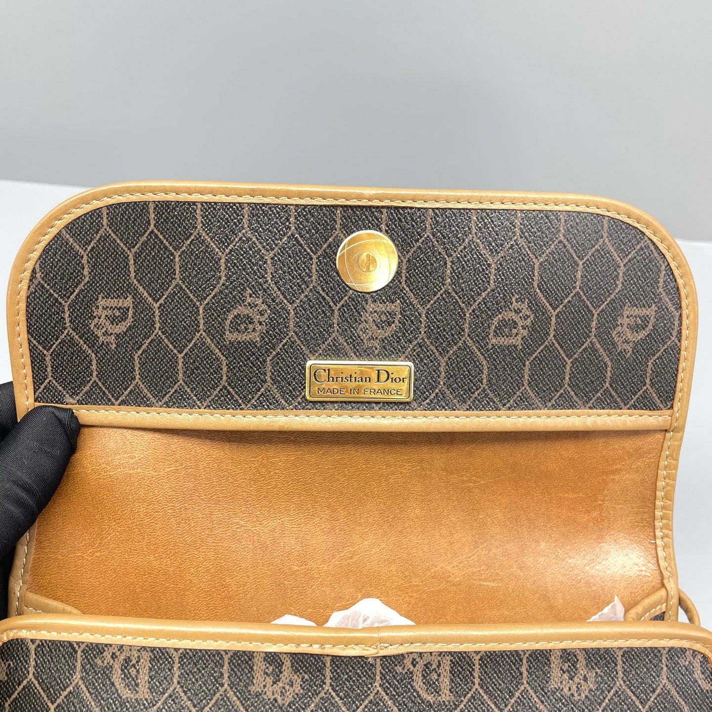 Dior - Vintage Honeycomb Flap Shoulder Bag - Coated canvas with leather trim - Brown - (Small)