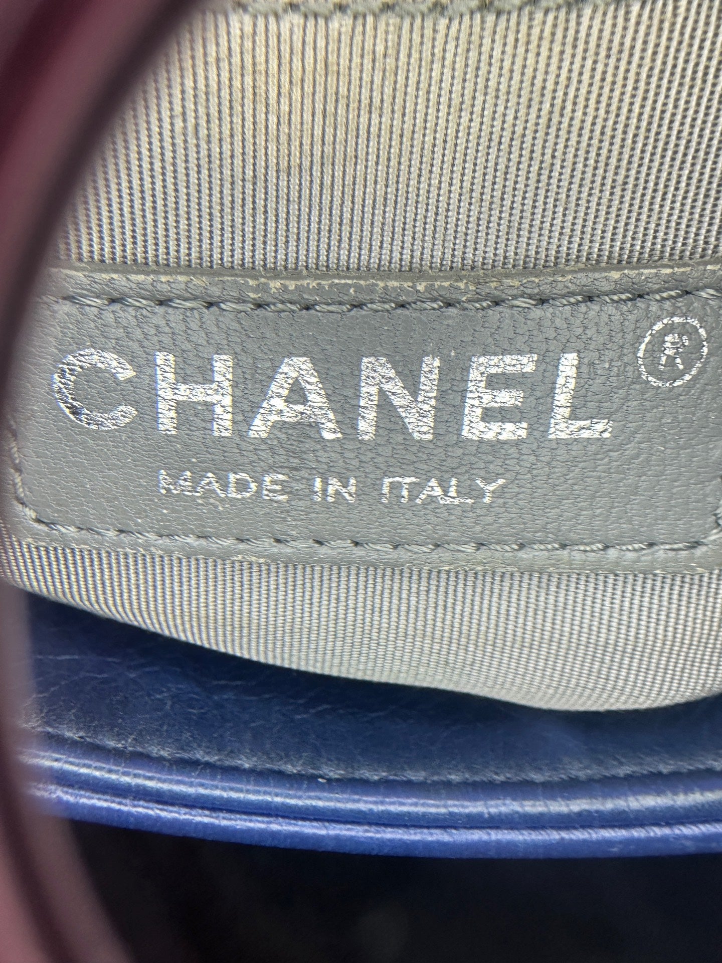 Chanel - Seasonal Flap Bag - Cowhide leather with textile panels - Dark Blue and Grey color-block with silver-tone hardware - (Small)
