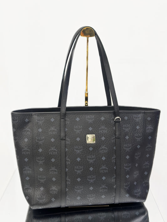 MCM - Toni Visetos Shopping Bag - Visetos coated canvas with leather trim - Black - (medium)