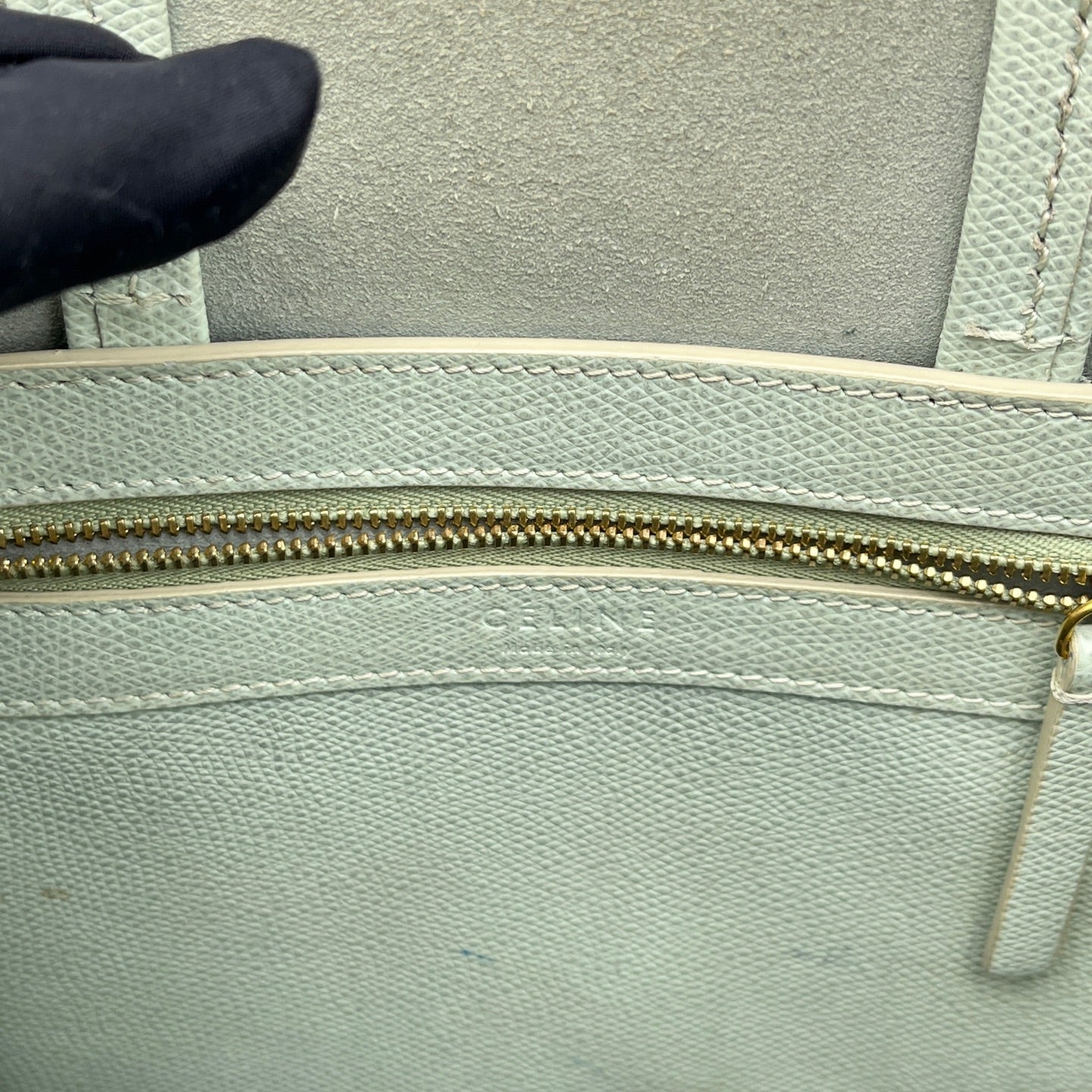 Celine - Bicolor Vertical Cabas Tote - Grained leather - Bicolor (Mint Green and Dark Grey) - (medium)