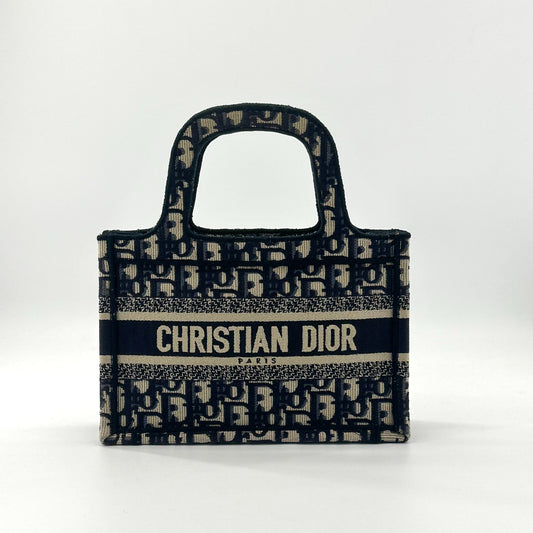Dior - Book Tote Mini - Embroidered Canvas - Blue - (mini)