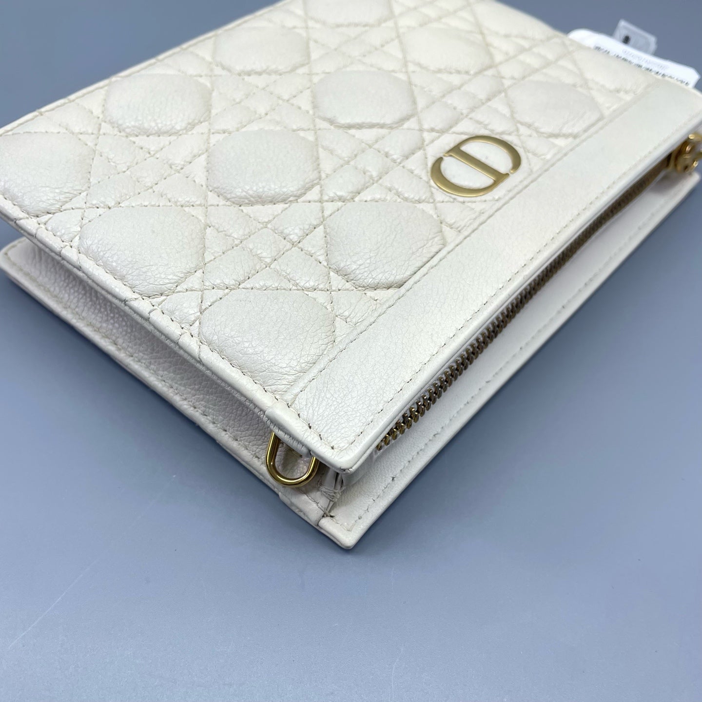 Dior - Caro Wallet on Chain - Calfskin leather - White - (mini)