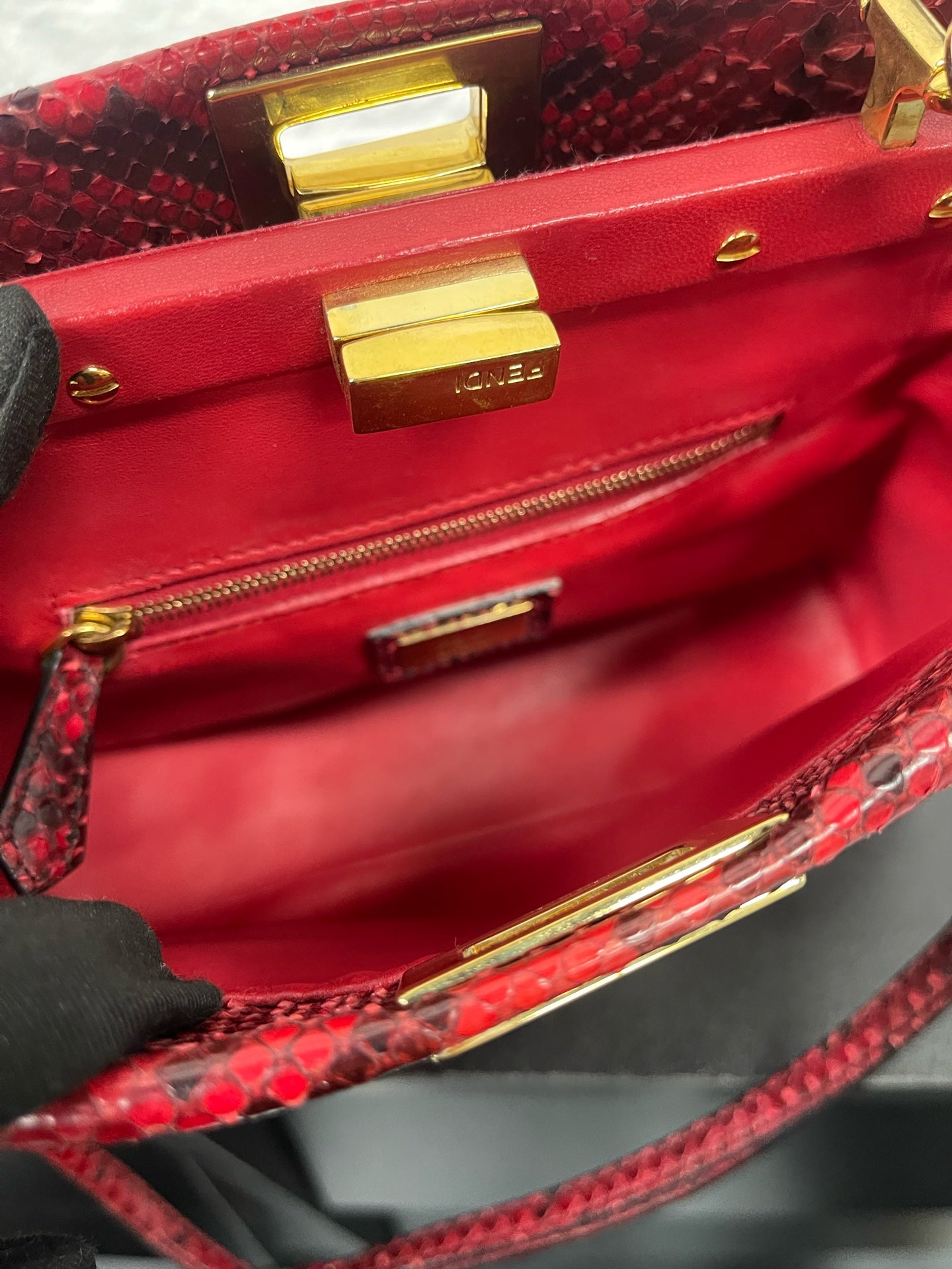 Fendi - Peekaboo - Python leather - Red - (Small)