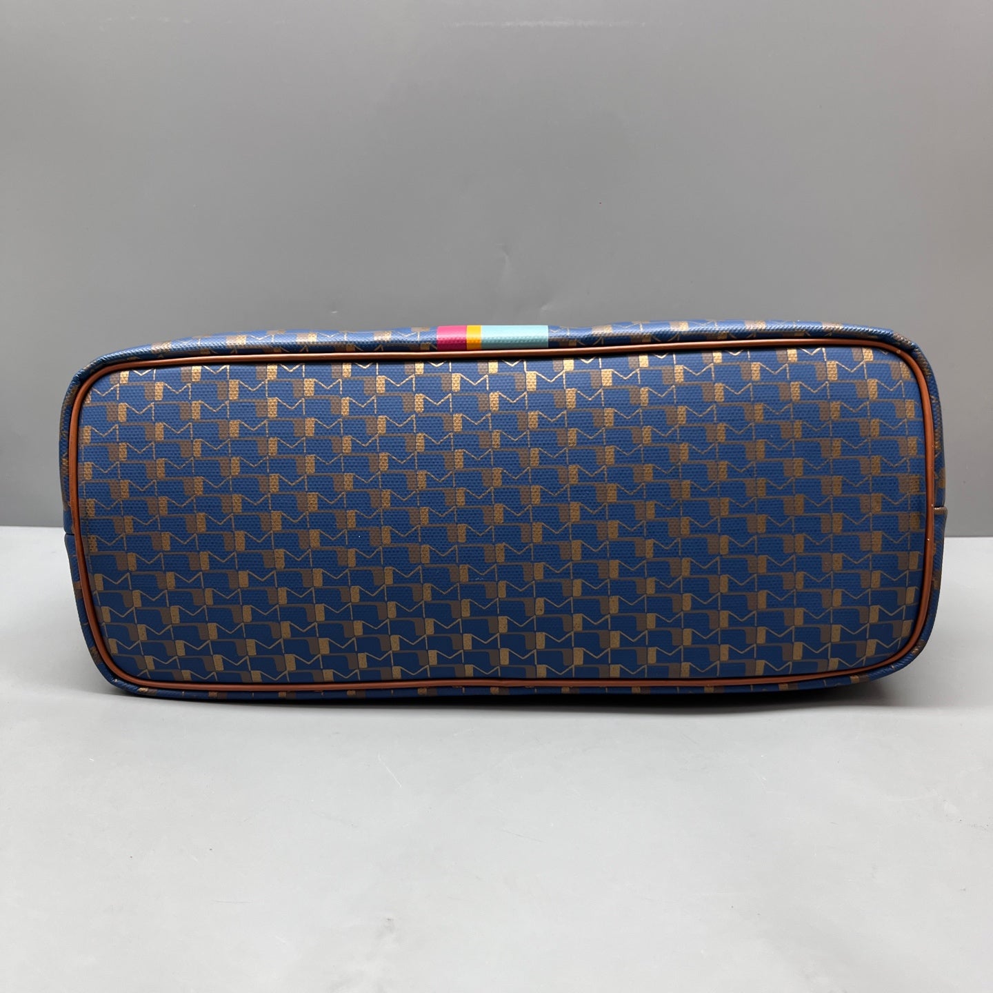 Moynat - Multicolor Printed Tote Bag - Coated canvas with leather trim - Blue, Gold, Multicolour (stripe) - (Medium)