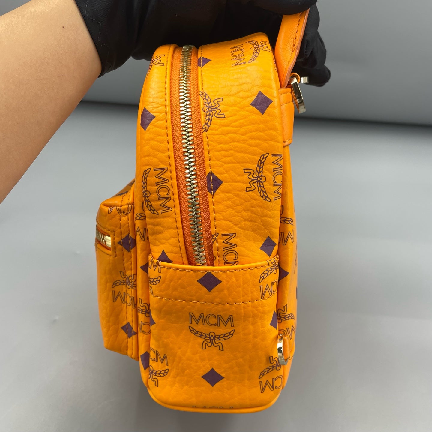 MCM - Stark Mini Backpack - Visetos coated canvas with leather trim - Orange - (mini)