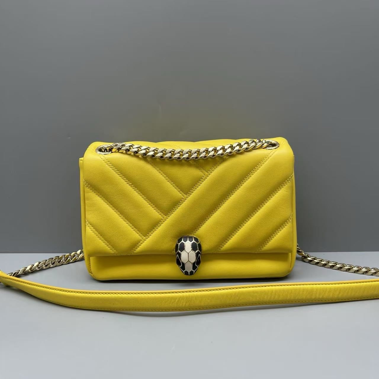 Bvlgari - Serpenti Forever Padded Shoulder Bag - Leather - Yellow - (mini)