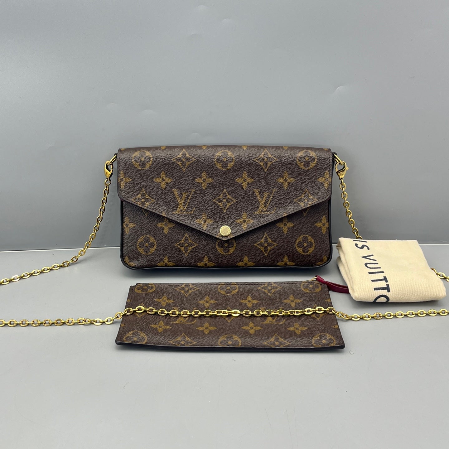 Louis Vuitton - Pochette Félicie - Monogram coated canvas, leather trim, textile lining - Brown - (Small)
