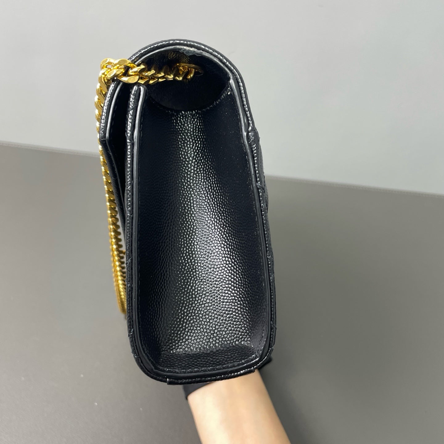 Saint Laurent - Monogram Envelope Wallet on Chain - Grained leather - Black - (mini)