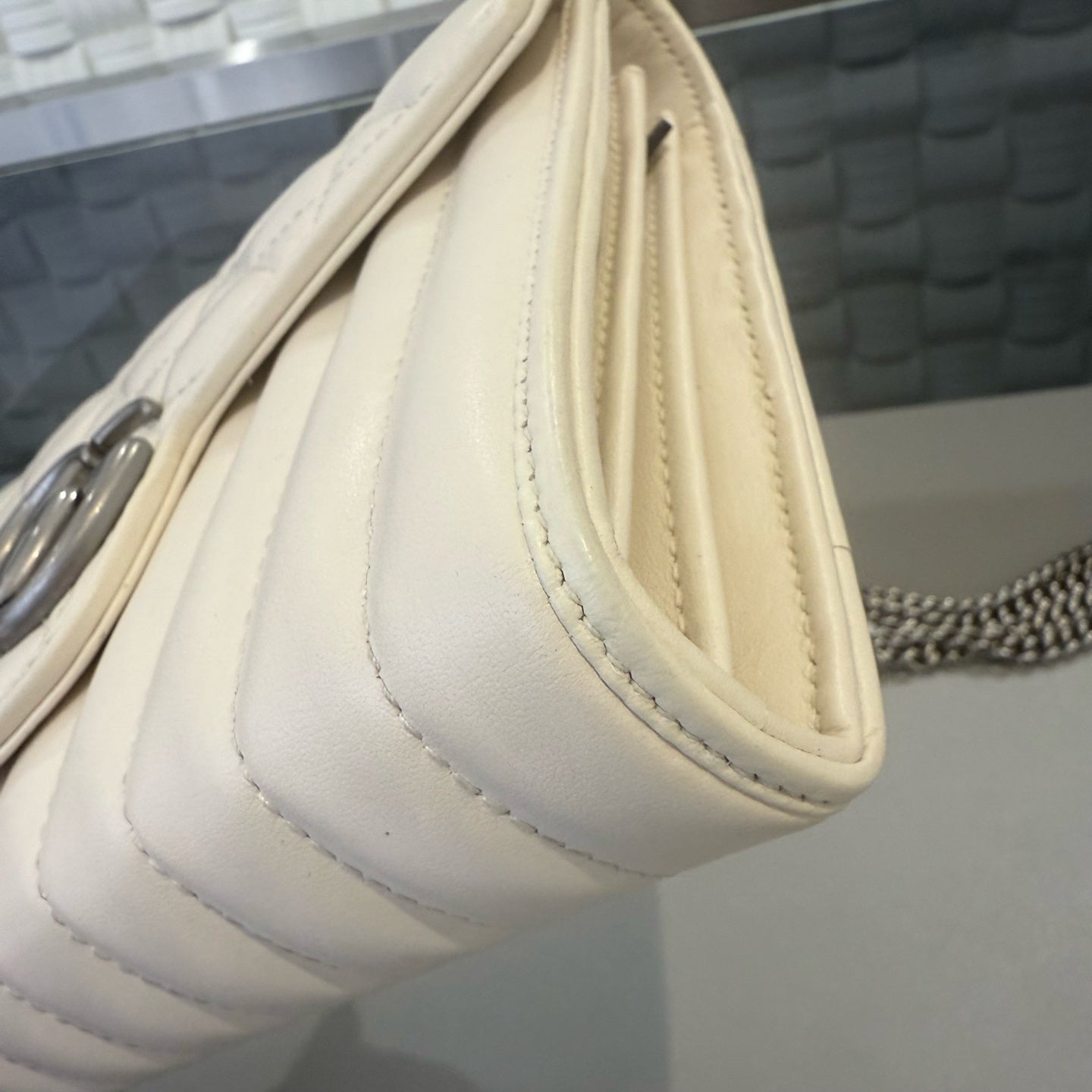 Gucci - Marmont Matelassé Leather Wallet On Chain (WOC) - Leather - White - (mini)