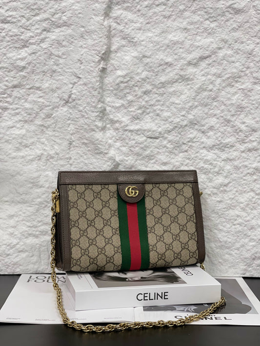 Gucci - Ophidia Small Chain Bag - GG Supreme coated canvas with leather trim - Beige - (small)