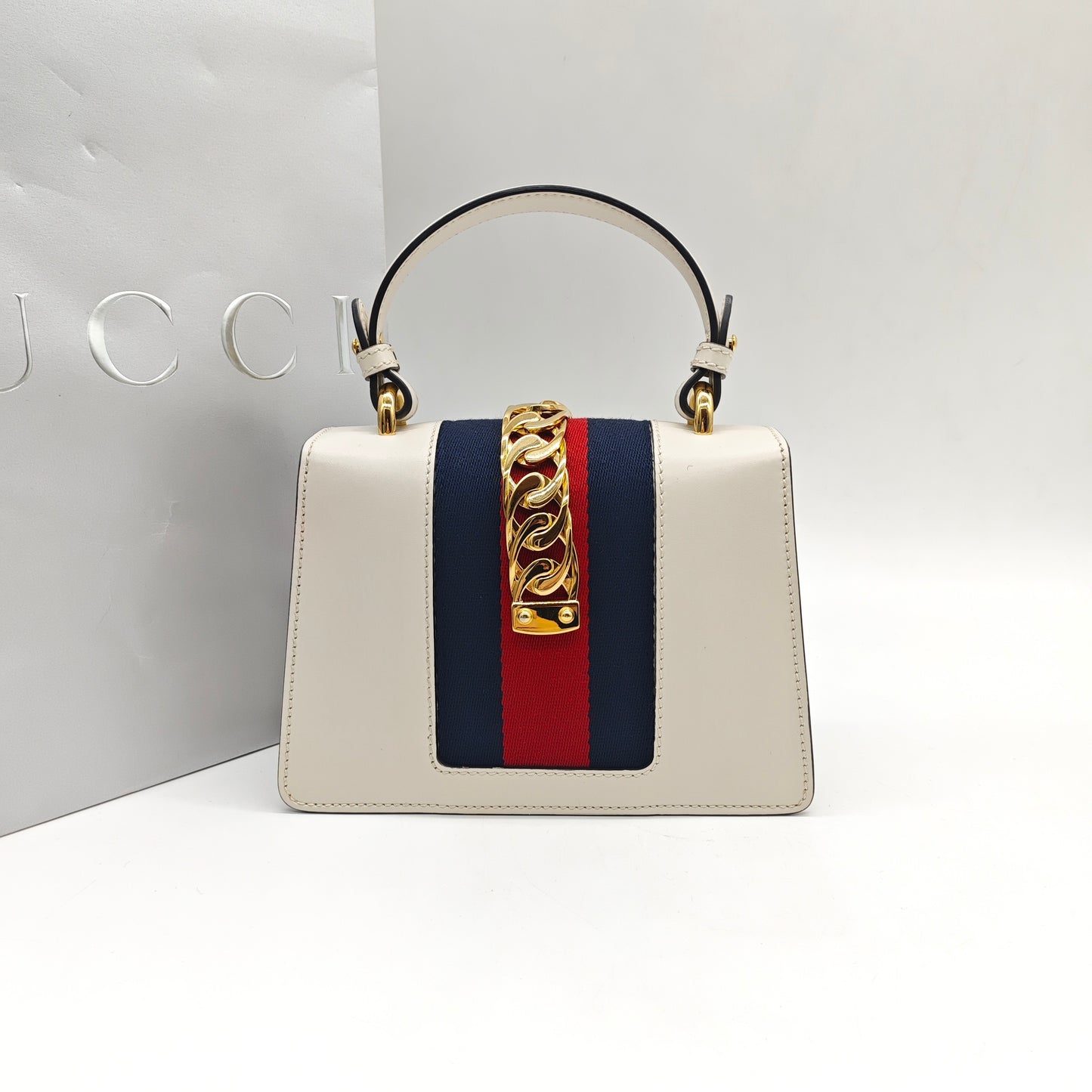 Gucci - Sylvie Small Floral Embroidered - Leather - White - (small)