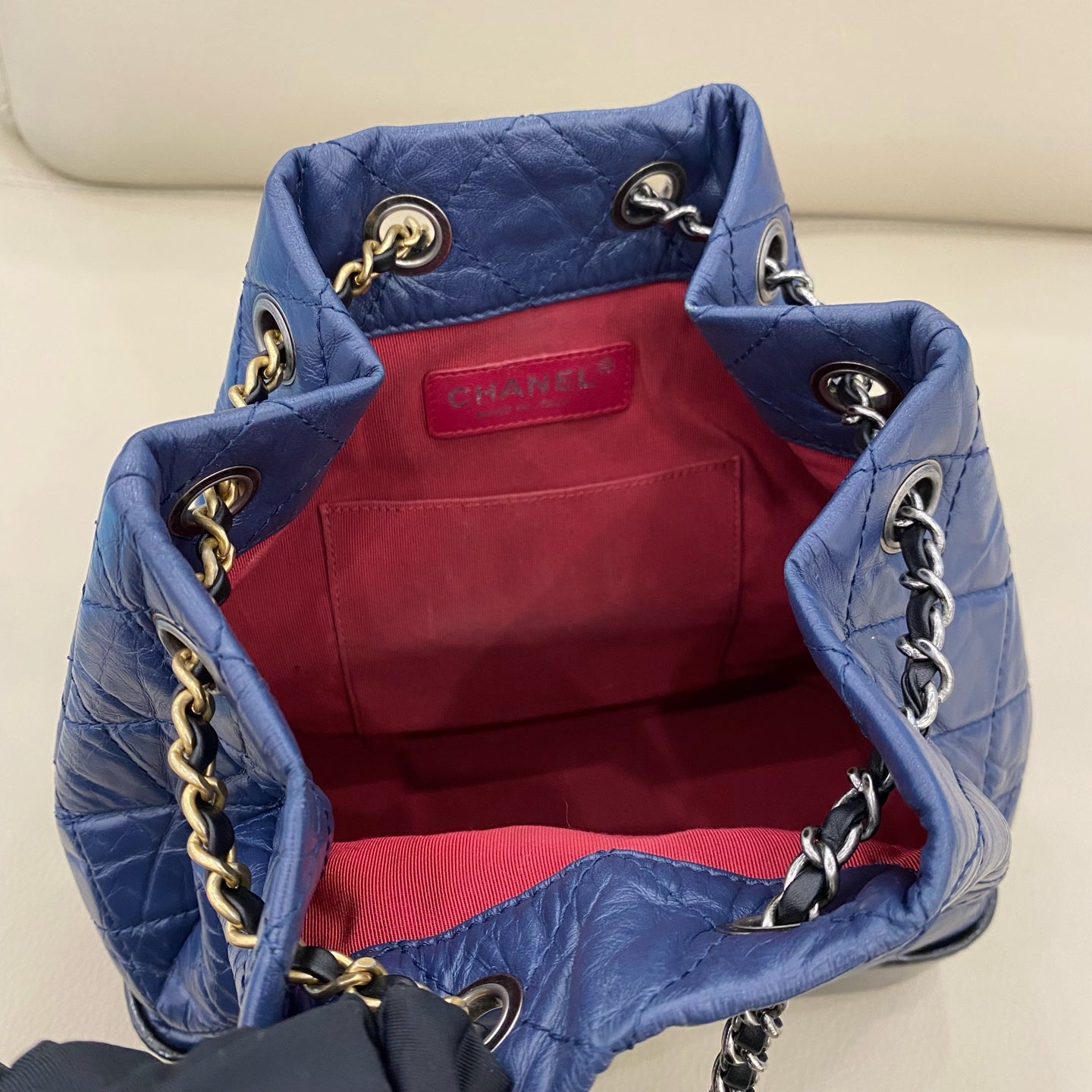Chanel - Gabrielle Backpack Small - Aged calfskin and smooth calfskin leather - Blue and Black - (small)