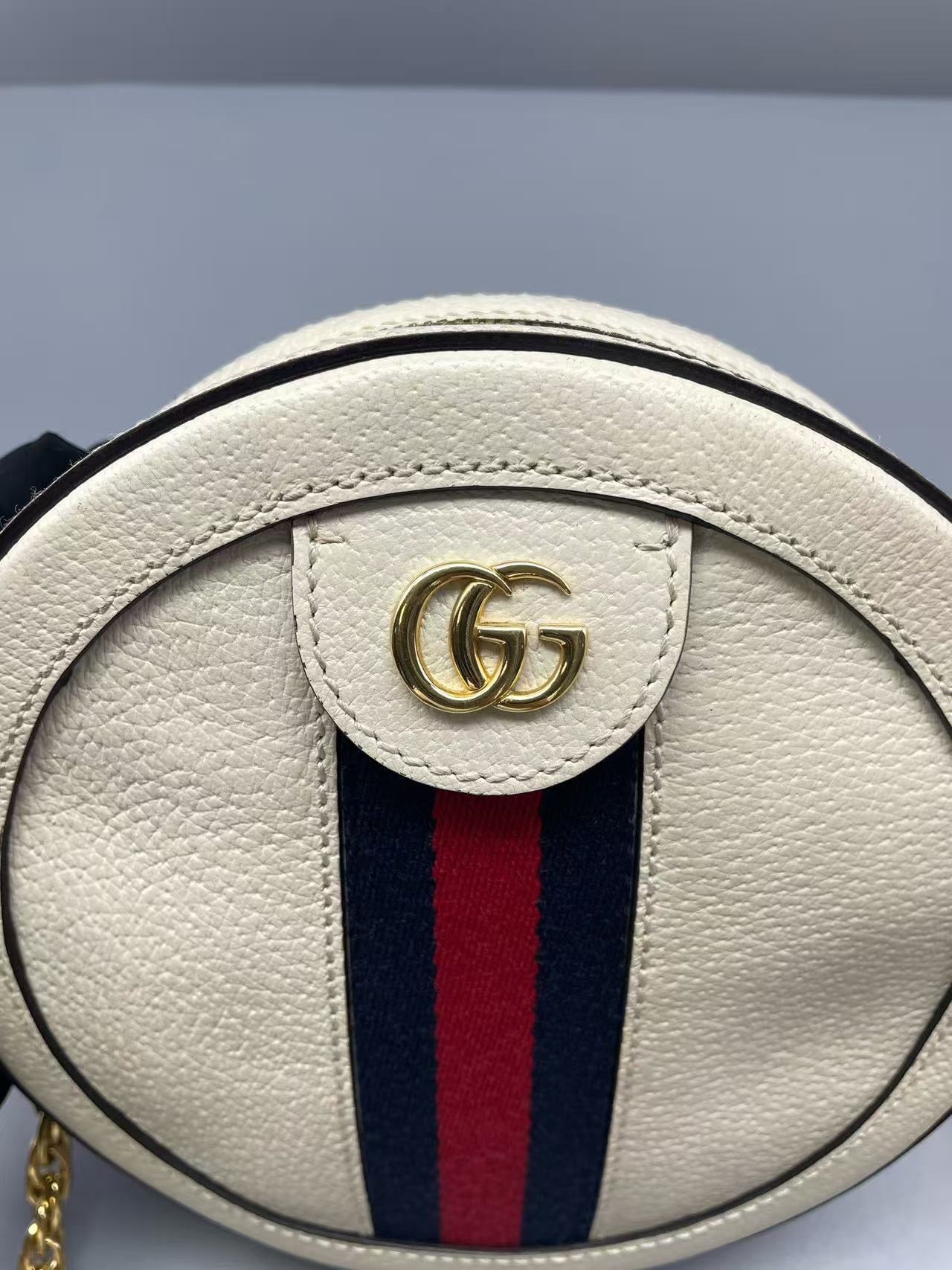 Gucci - Ophidia Round Mini Bag - Grained leather - White - (mini)