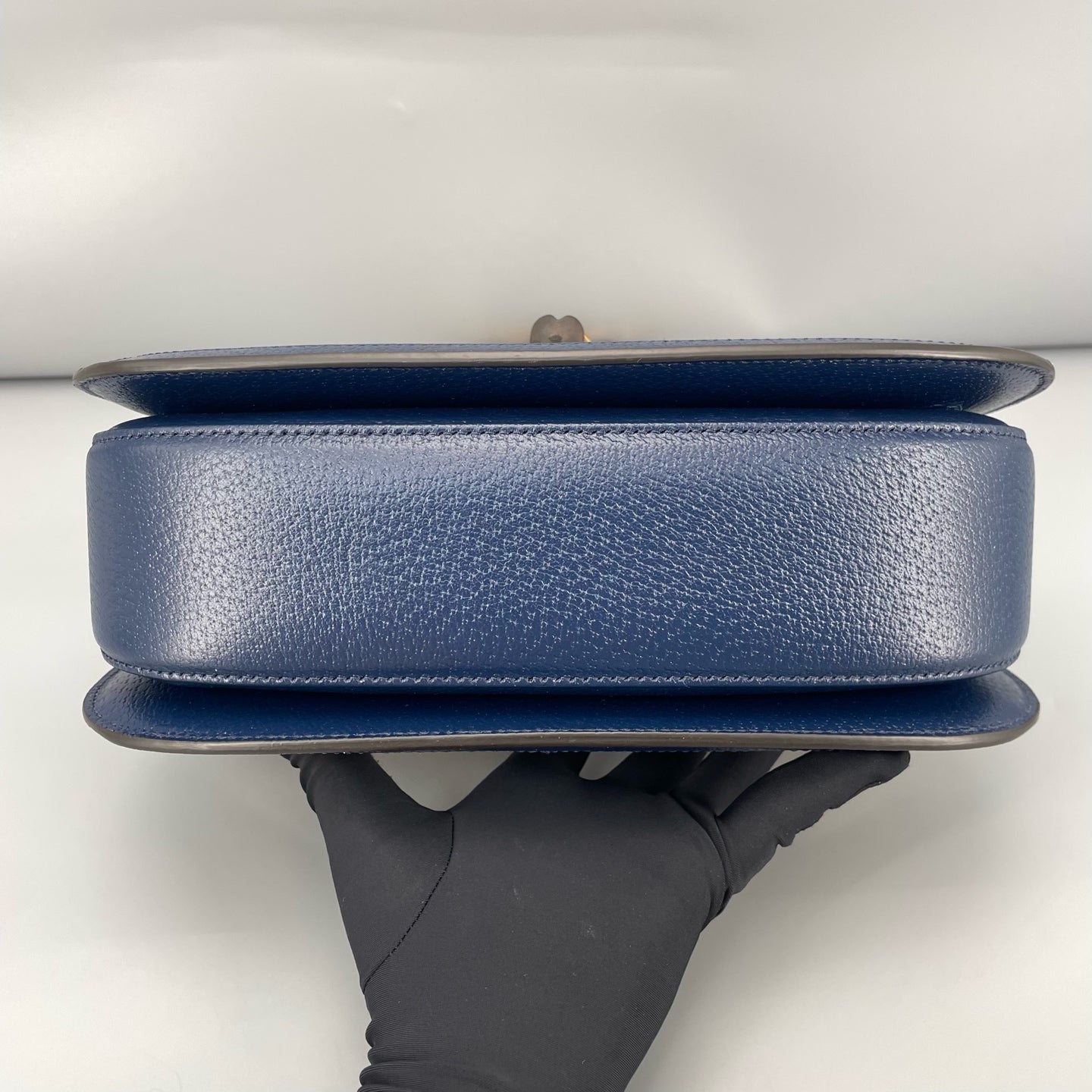 Gucci - 100th Anniversary Limited Edition Bamboo Bag - Grained leather and Canvas - Navy (with Multicolour pattern) - (Small)