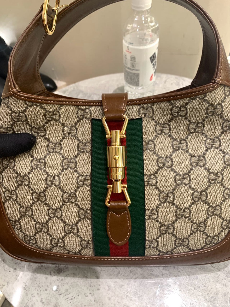 Gucci - Jackie 1961 - GG Supreme canvas with leather trim - Beige with brown accents and green/red web - (small)