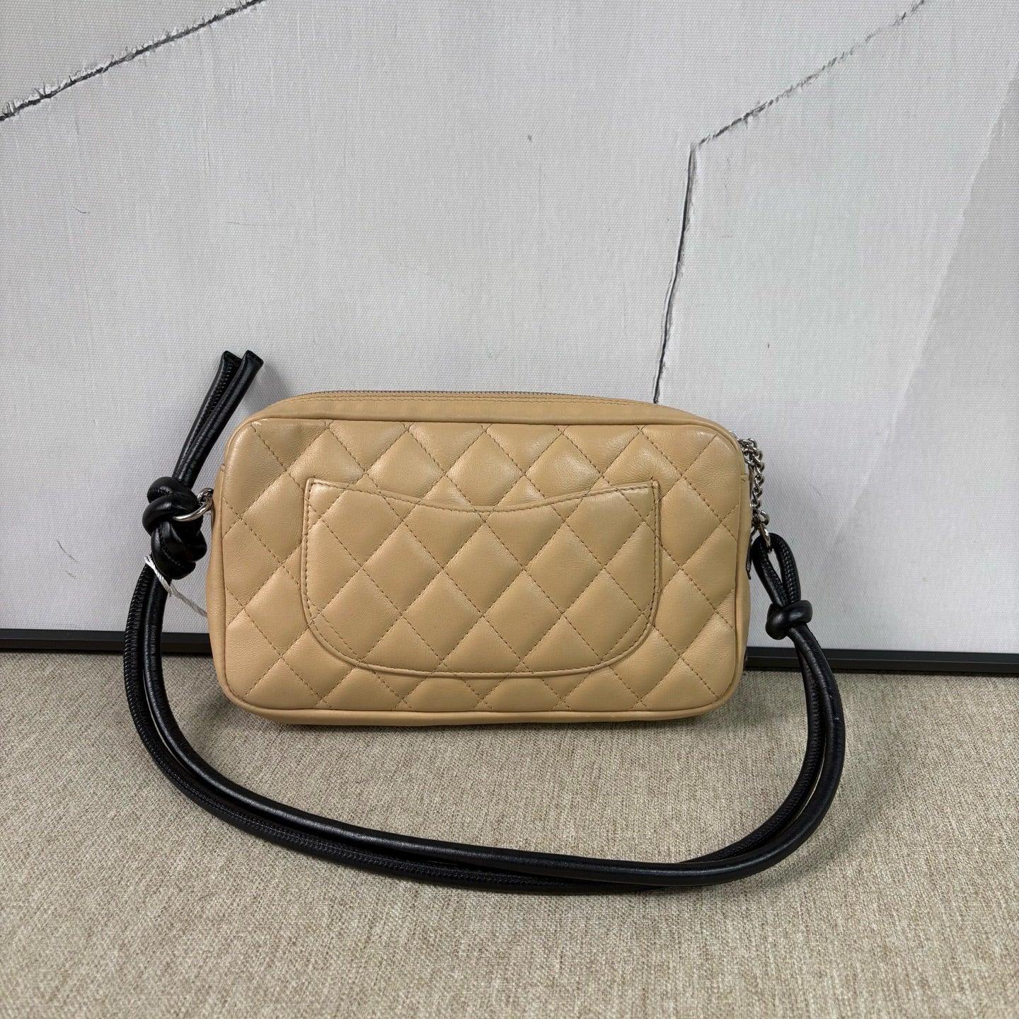 Chanel - Cambon Camera Shoulder Bag - Calfskin leather - Beige with black accents - (Small)
