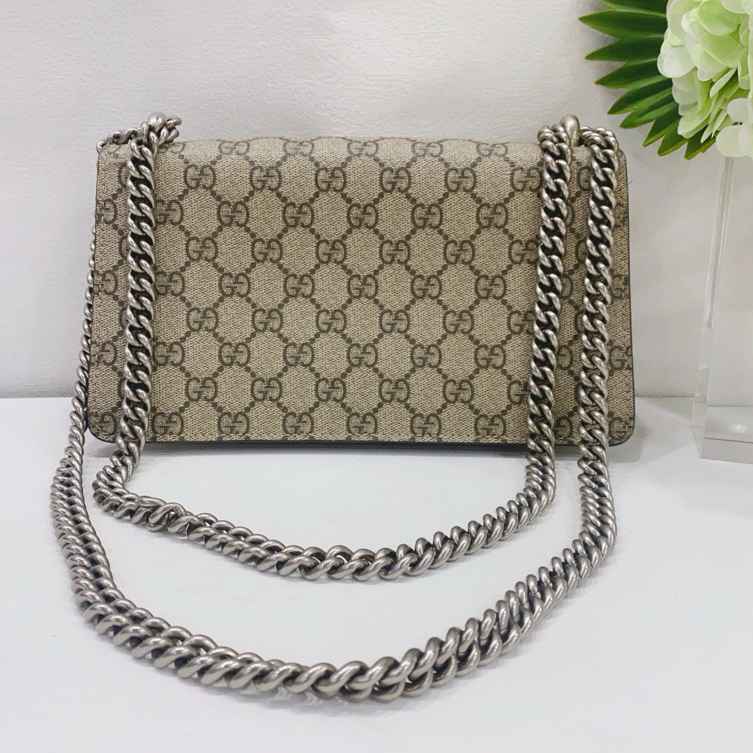 Gucci - Dionysus Medium Shoulder Bag with Crystal Embellished Buckle - GG Supreme coated canvas and suede - Beige - (medium)