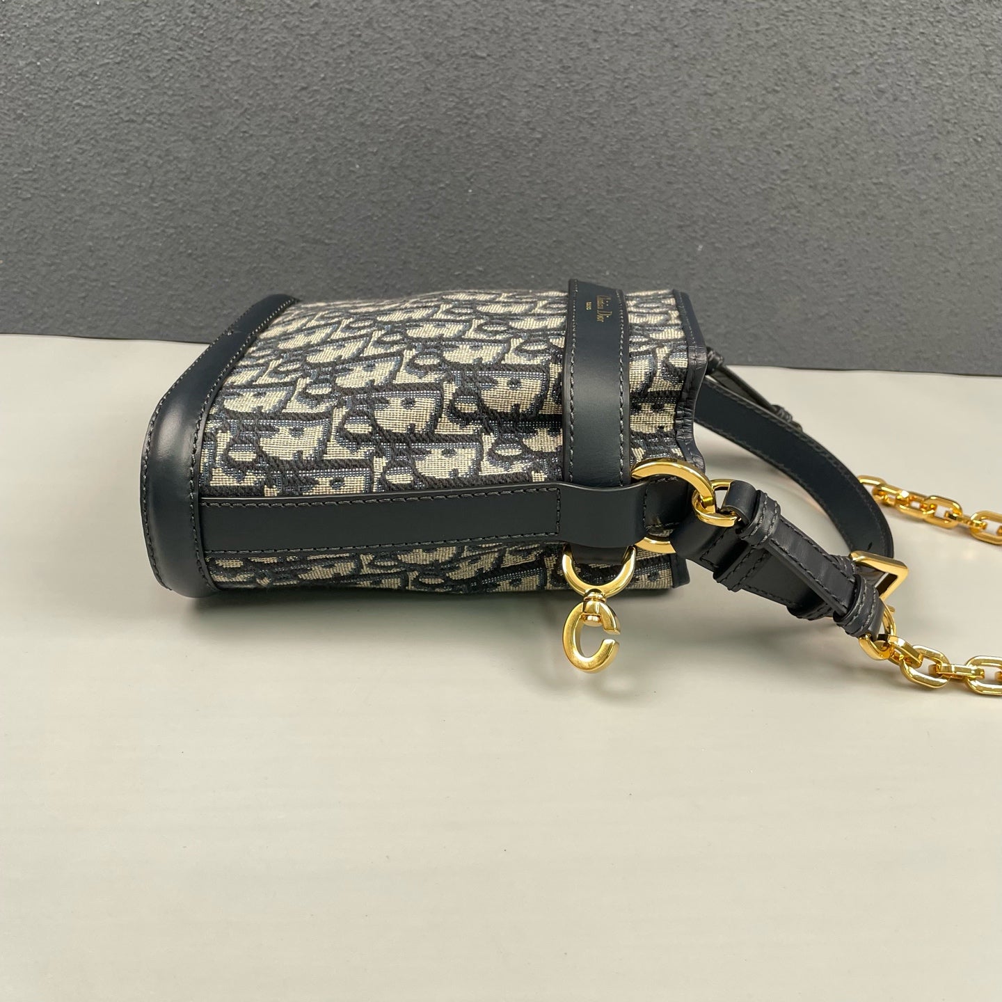 Dior - Dior C'est Oblique Bucket Bag - Oblique embroidered jacquard canvas with leather trim - Blue - (mini)