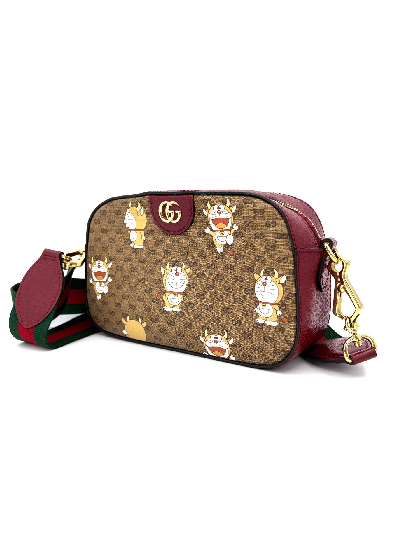 Gucci - Doraemon x GG Supreme Camera Bag - Coated canvas with leather trim - Brown - (Small)