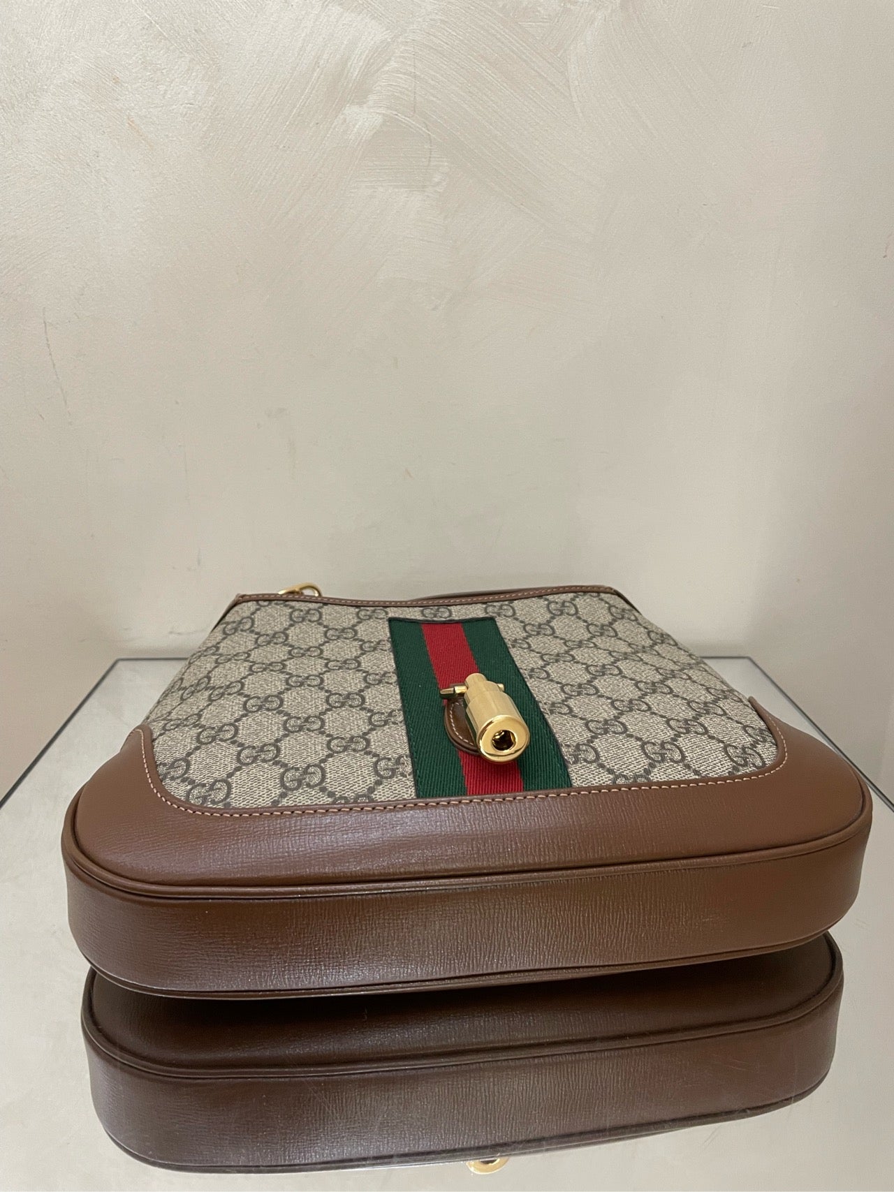 Gucci - Jackie 1961 - GG Supreme canvas with leather trim - Beige with brown accents and green/red web - (small)