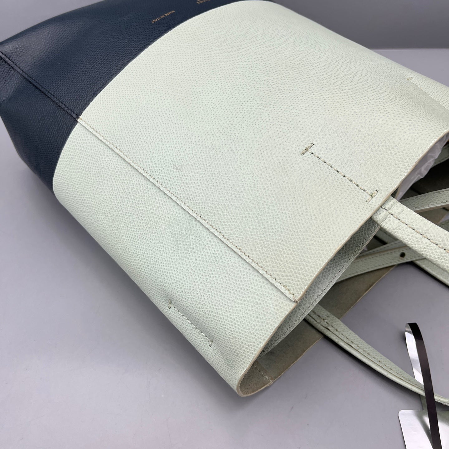 Celine - Bicolor Vertical Cabas Tote - Grained leather - Bicolor (Mint Green and Dark Grey) - (medium)