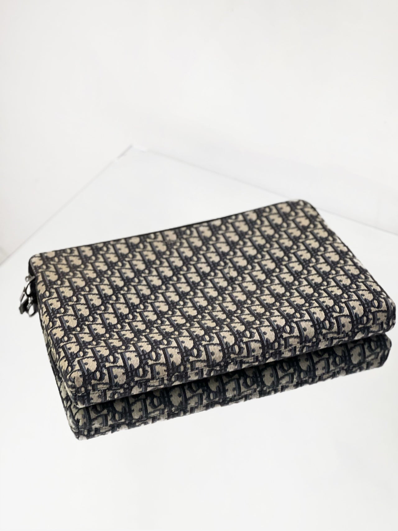 Dior - Dior Oblique Pouch - Canvas - Blue and Beige - (Large)