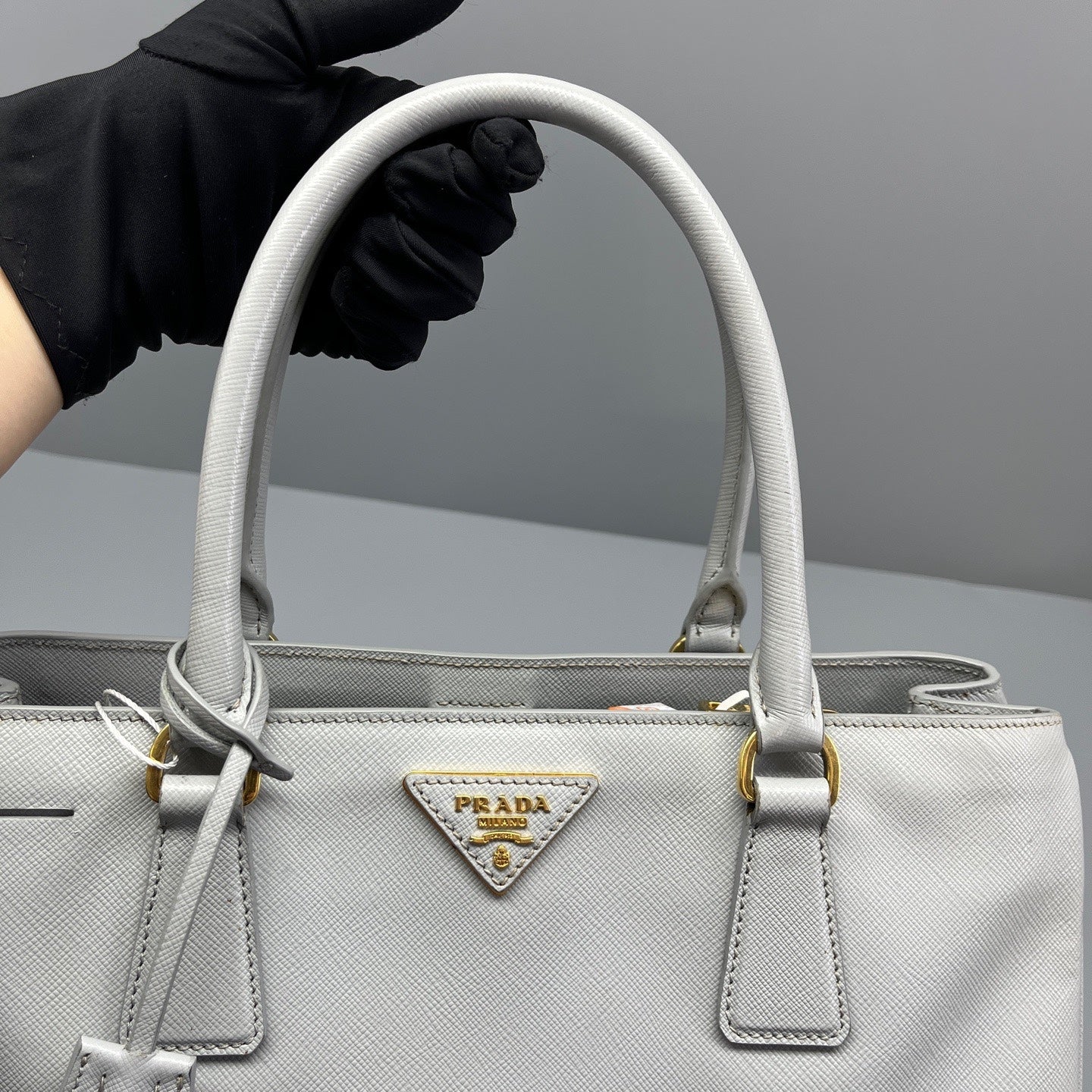 Prada - Galleria Bag (Saffiano Lux Double Zip Tote) - Saffiano leather - Blue-grey - (Medium)