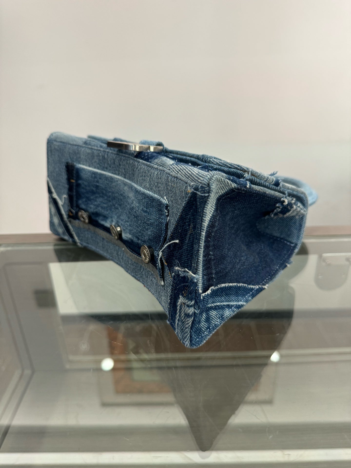 Balenciaga - Hourglass Patchwork Denim Top Handle Bag - Denim - Blue - (Small)