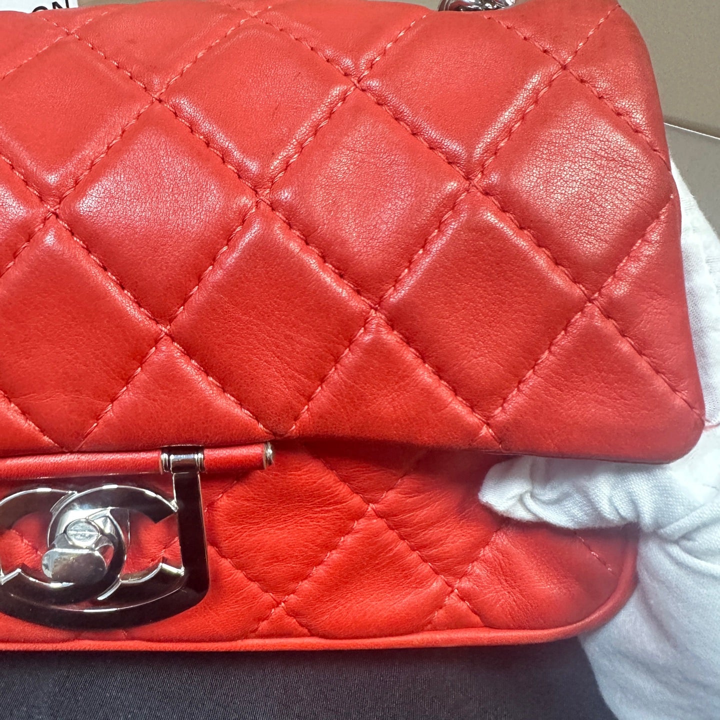 Chanel - Seasonal Large Logo Flap Bag - Lambskin leather - Red - (Medium)