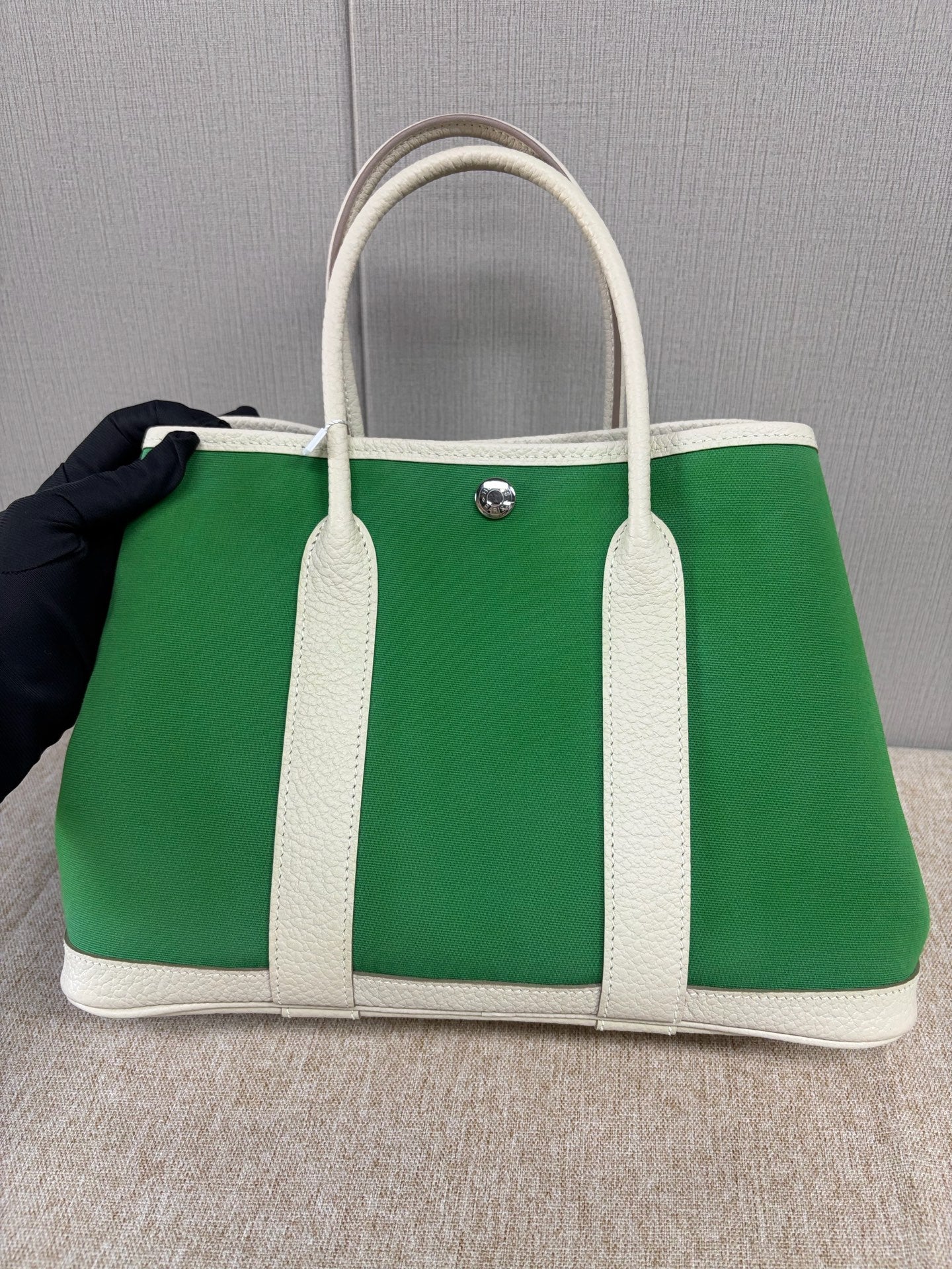 Hermès - Garden Party 30 - Canvas and Negonda Leather - Green and White - (Medium)