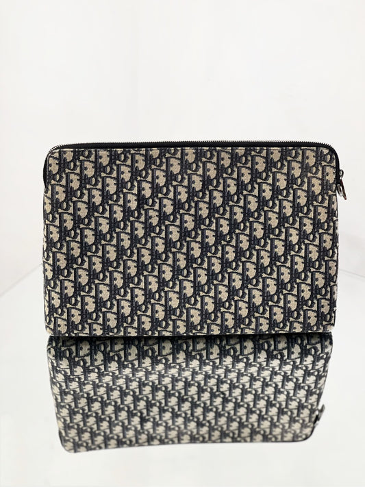 Dior - Dior Oblique Pouch - Canvas - Blue and Beige - (Large)