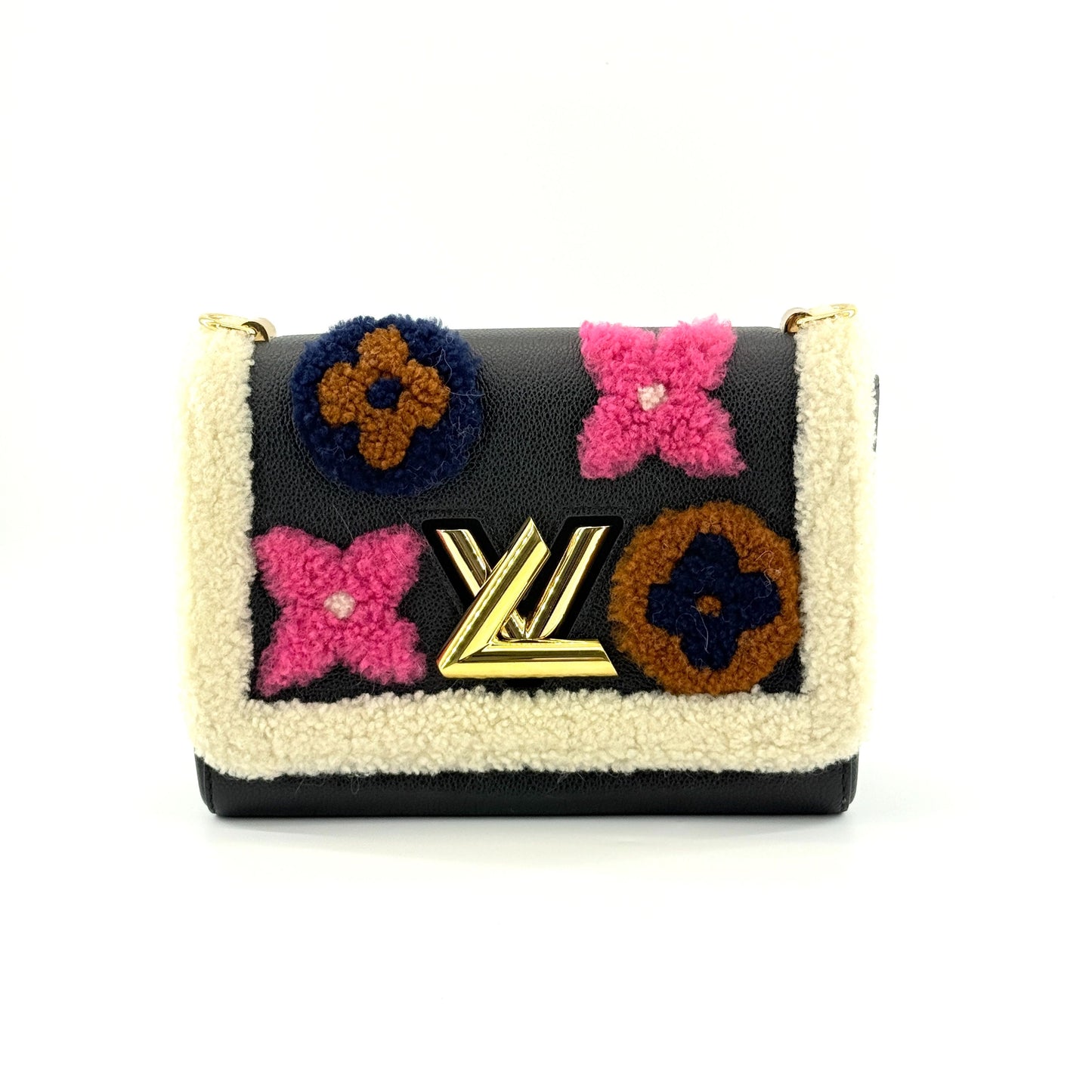 Louis Vuitton - Twist MM Monogram Mania - Grained Epi leather, wool appliques, and shearling trim - Black - (Medium)