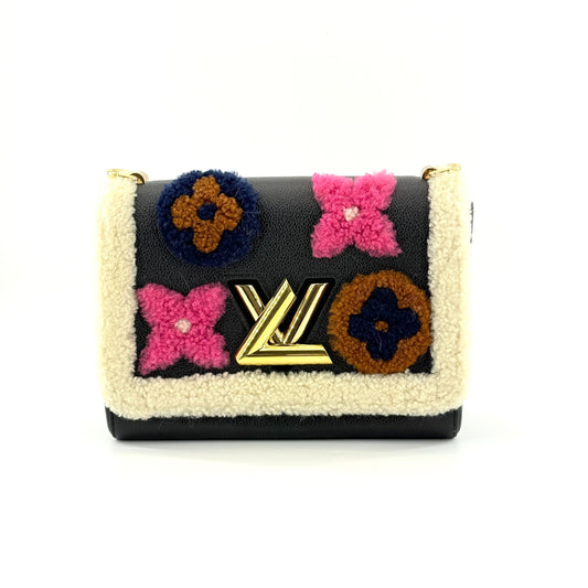 Louis Vuitton - Twist MM Monogram Mania - Grained Epi leather, wool appliques, and shearling trim - Black - (Medium)
