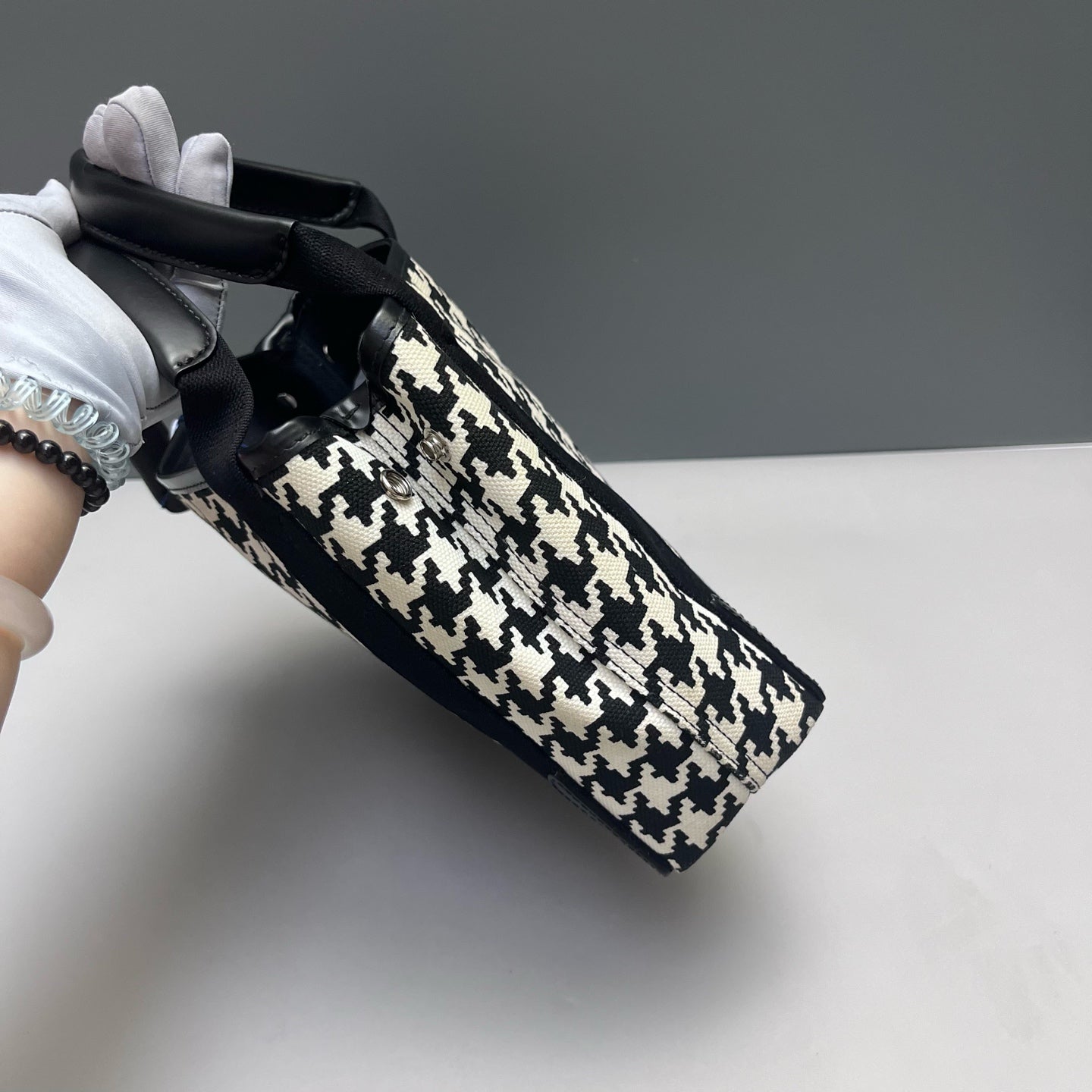 Balenciaga - Houndstooth Canvas Tote Crossbody Bag - Canvas and Leather - Black - (medium)