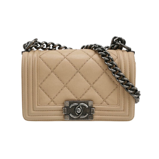 Chanel - Le Boy Small Quilted - Leather - Beige - (Small)