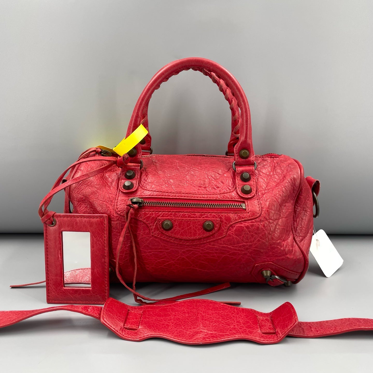 Balenciaga - Boston Motorcycle Bag 241511L5967 - Distressed lambskin leather - Red - (Small)
