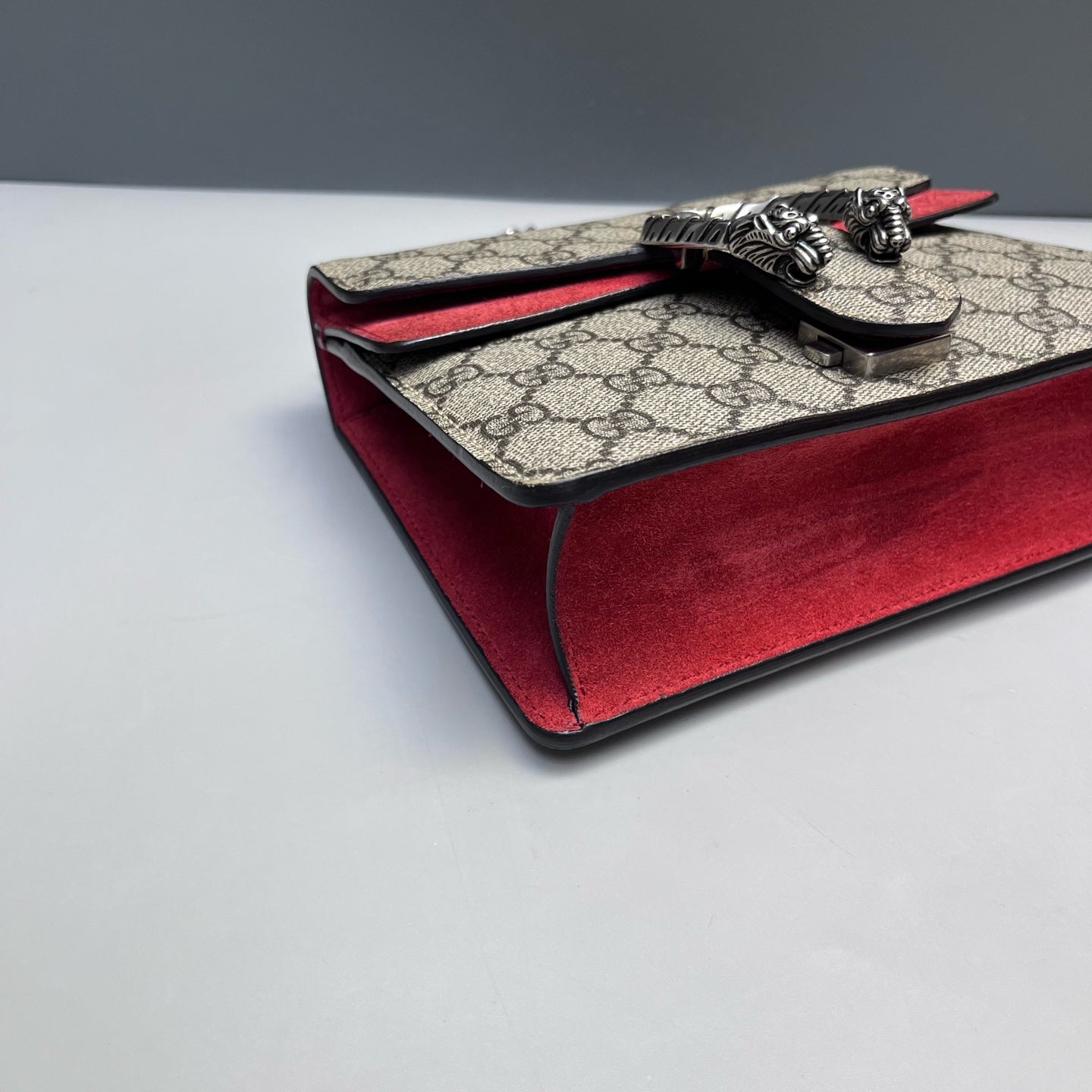 Gucci - Dionysus Chain Bag - GG Supreme canvas and suede leather - Beige, Brown and Red - (Small)