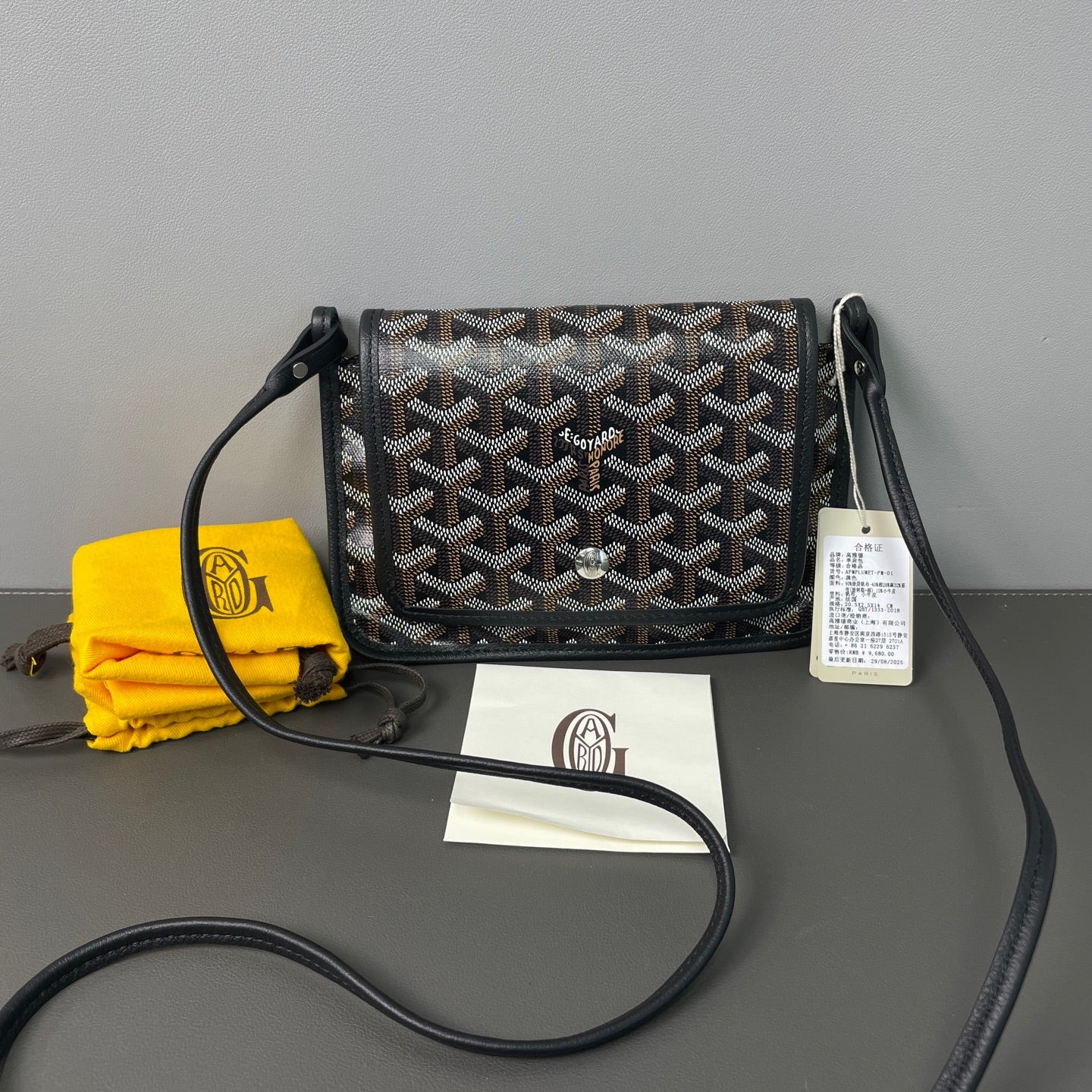 Goyard - Plumet Envelope Bag - Goyardine canvas with leather trim - Black - (mini)