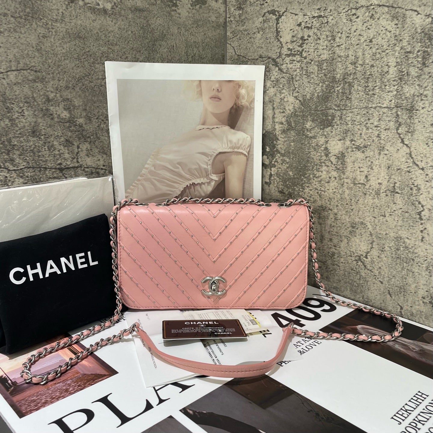Chanel - Envelope Wallet on Chain (WOC) - Leather - Pink - (mini)