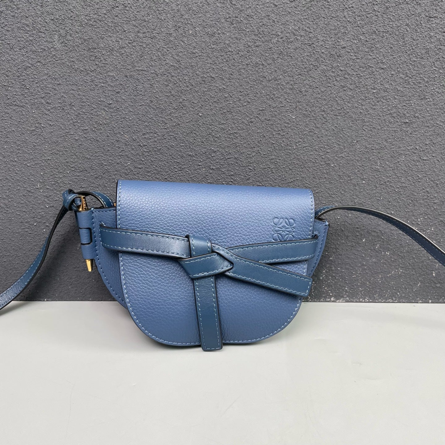 Loewe - Gate Mini Crossbody Bag - Grained calfskin leather exterior with suede lining - Navy - (mini)