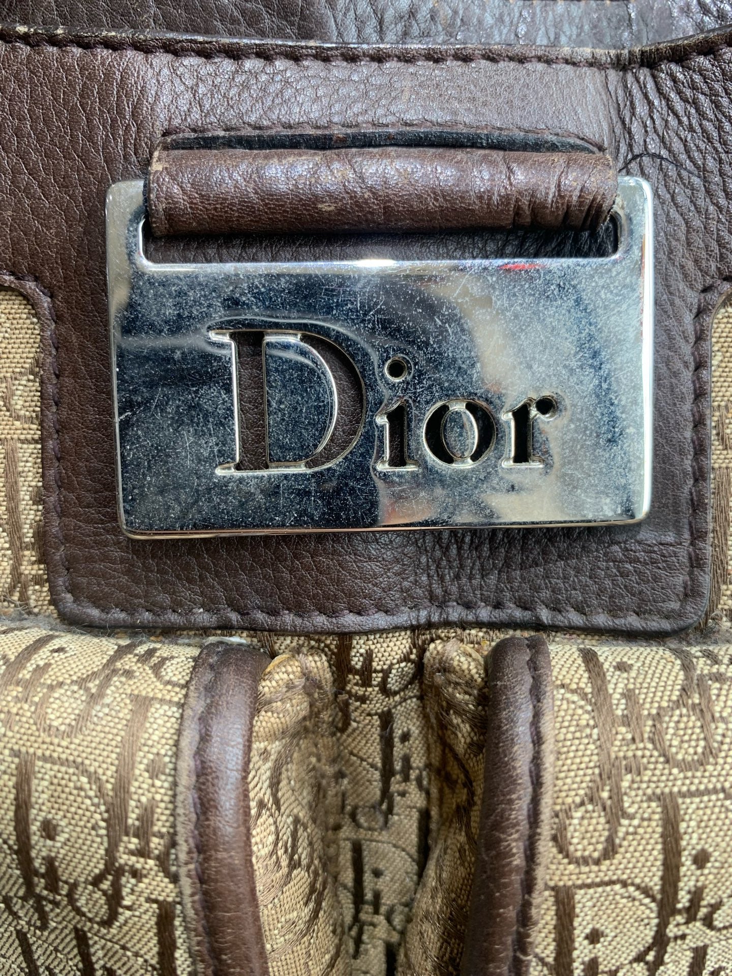 Dior - Vintage Utility Shoulder Bag - Dior Oblique Monogram Canvas with Leather Trim - Brown - (medium)
