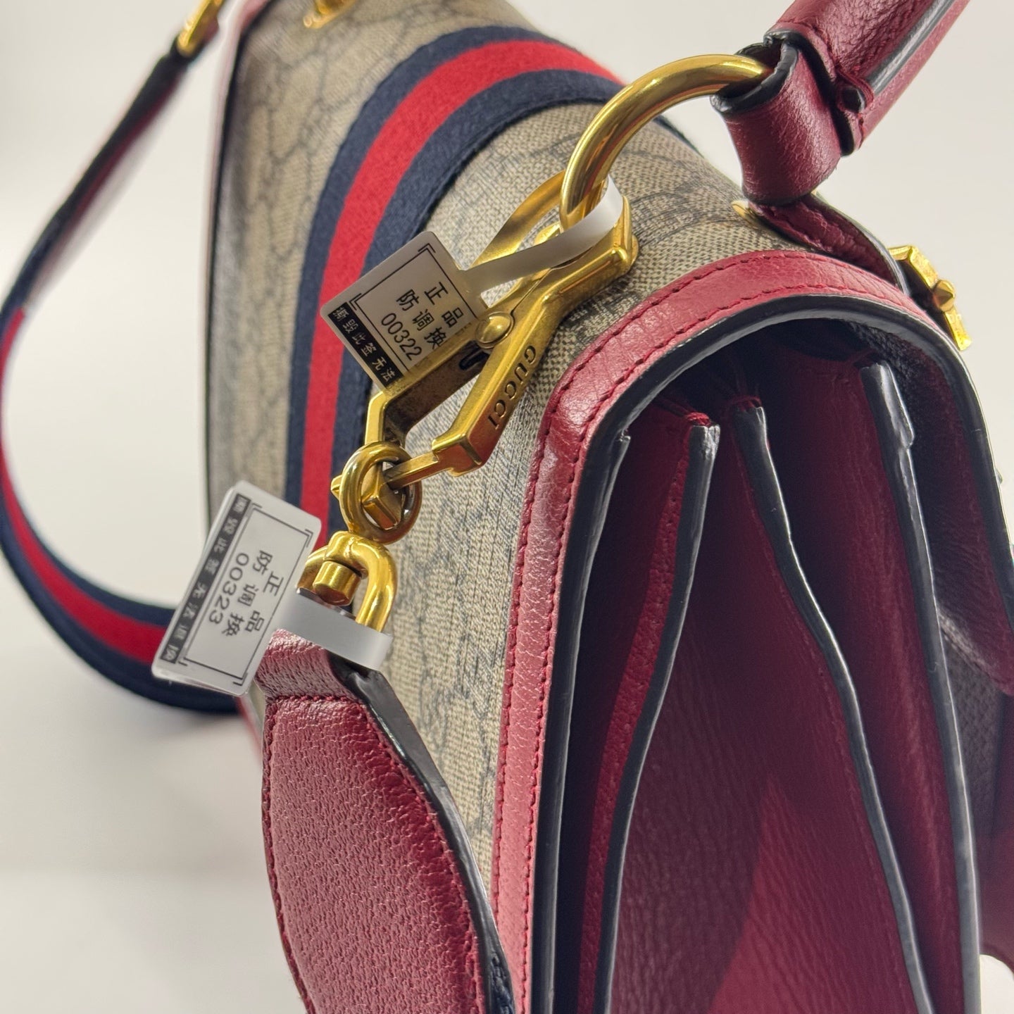Gucci - Queen Margaret Top Handle Bag - GG Supreme canvas with leather trim - Red - (Small)